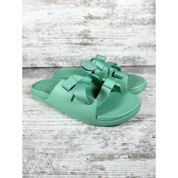 NEW Youth Chaco Chillos Jade Green Slip On Strappy Slides Sz 5 - Picture 1 of 10